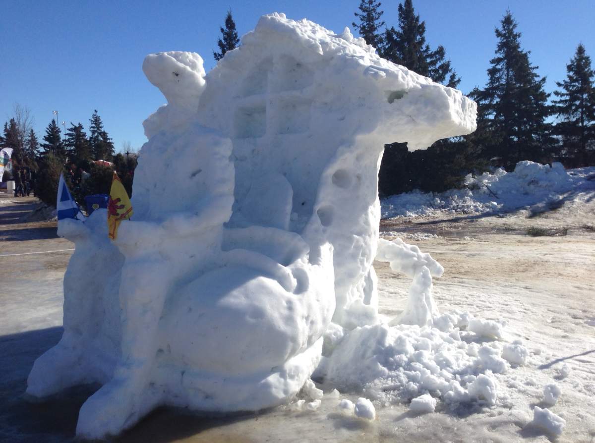 Sculptures at Festival du Voyageur this year are not welcoming the warm temperatures.