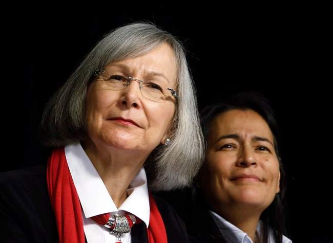 Marion Buller (left), Chief Commissioner of the National Inquiry into Missing and Murdered Indigenous Women and Girls, along with her colleague, commissioner Michele Audette, hold a news conference in Ottawa on Tuesday, February 7, 2017.