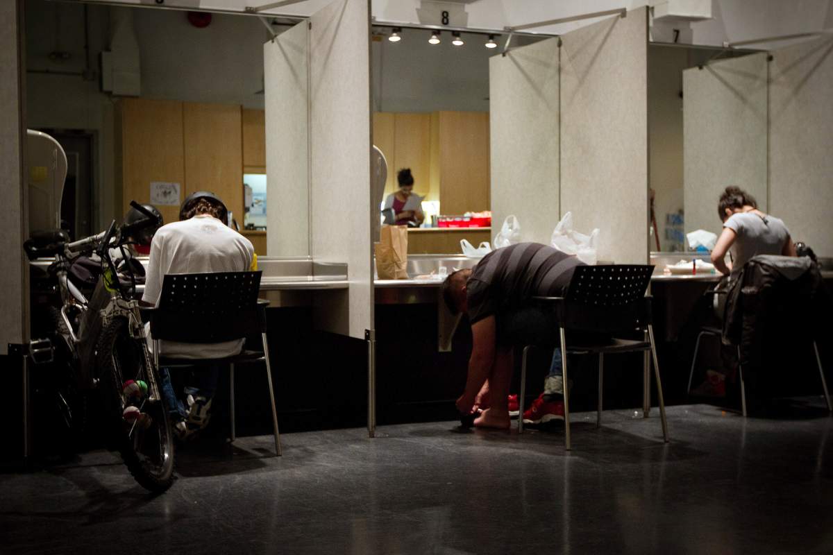 Drug users at Insite supervised injection site in Vancouver in 2011.