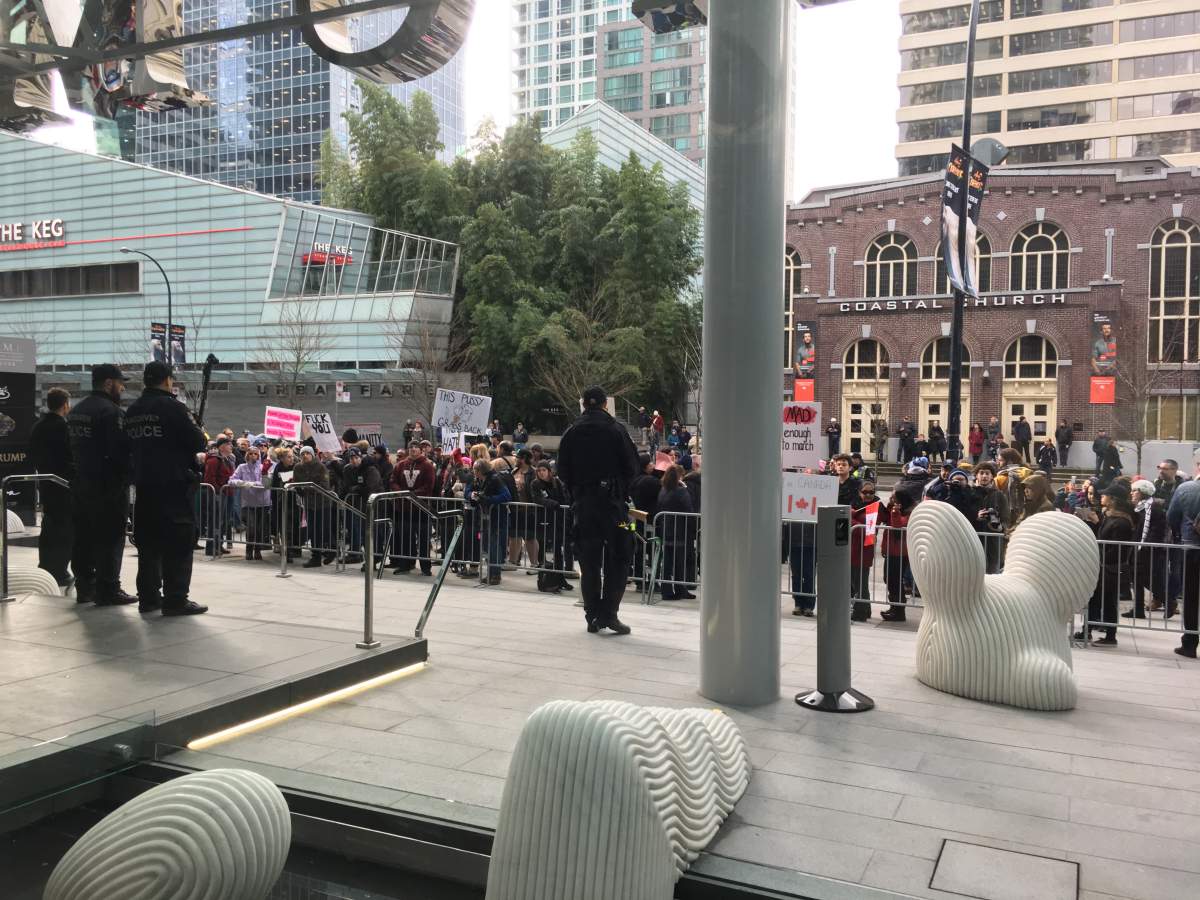 trump tower opening vancouver protest
