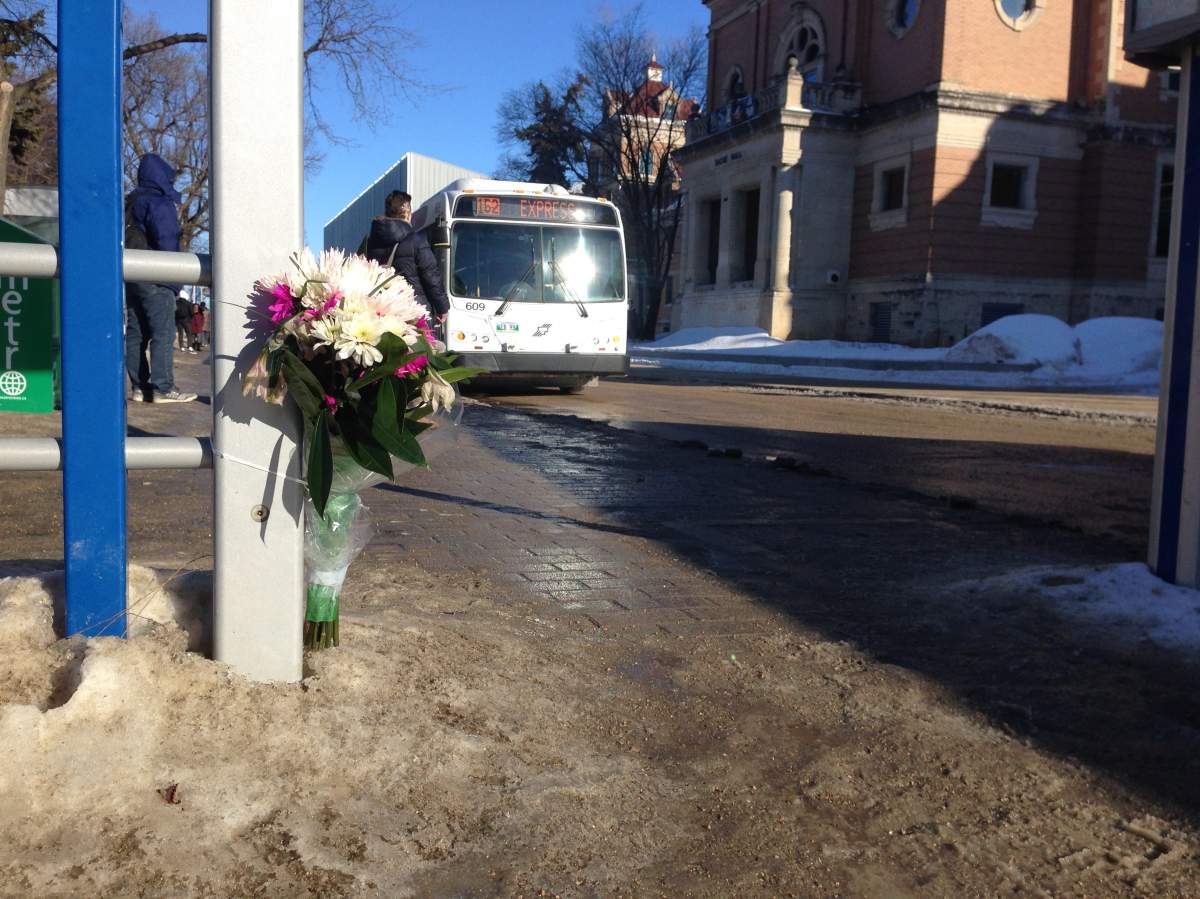 Flowers left at the scene of Irvine Fraser's murder.