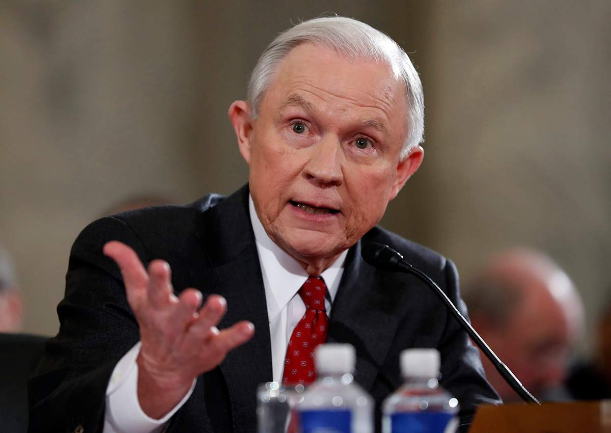 In this Jan. 10, 2017 file photo, then-Attorney General-designate, Sen. Jeff Sessions, R-Ala., testifies on Capitol Hill in Washington at his confirmation hearing before the Senate Judiciary Committee. 