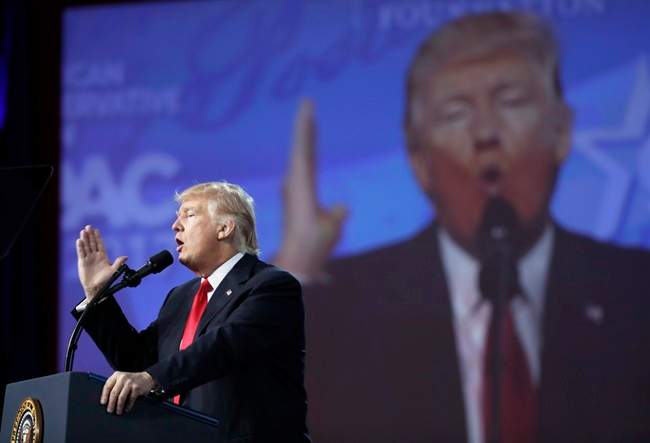 President Donald Trump speaks at the Conservative Political Action Conference (CPAC), Friday, Feb. 24, 2017, in Oxon Hill, Md. 