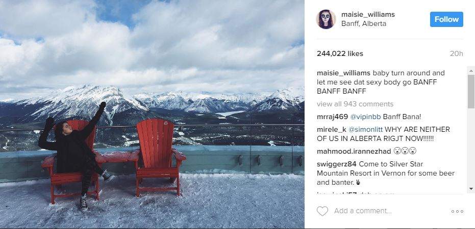 ‘Game of Thrones’ star Maisie Williams visits Banff, Calgary - image
