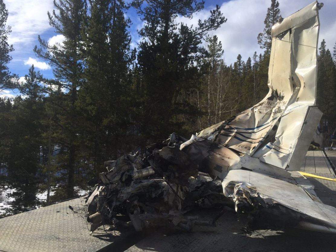 Wreckage from the Mount Royal University plane crash removed on Feb. 15, 2017, two days after the crash.