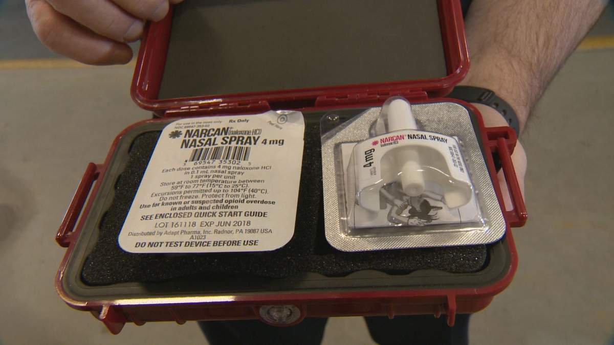 Naloxone nasal spray kits are shown in a file photo.