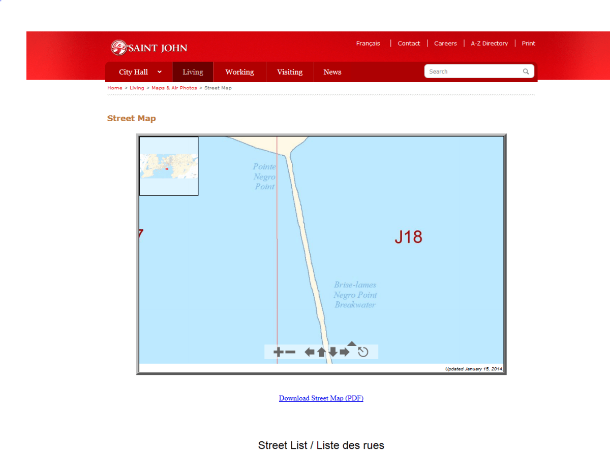A map showing Negro Point and Negro Head in Saint John, New Brunswick, which just had names changed.