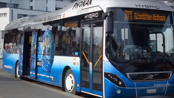A rapid transit bus.