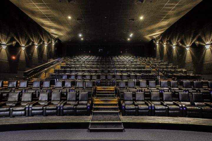 The interior of a Landmark Cinemas theatre with reclining seats.