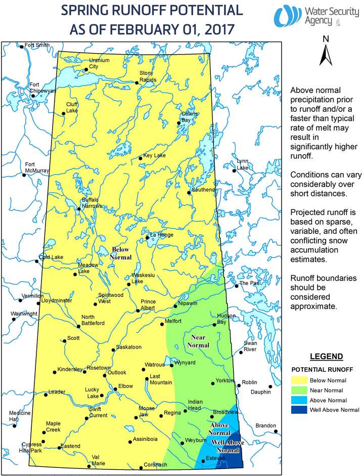 While the possibility of a below normal spring runoff exists, the Saskatchewan Water Security Agency says there is the potential for flooding in areas with closed basins.
