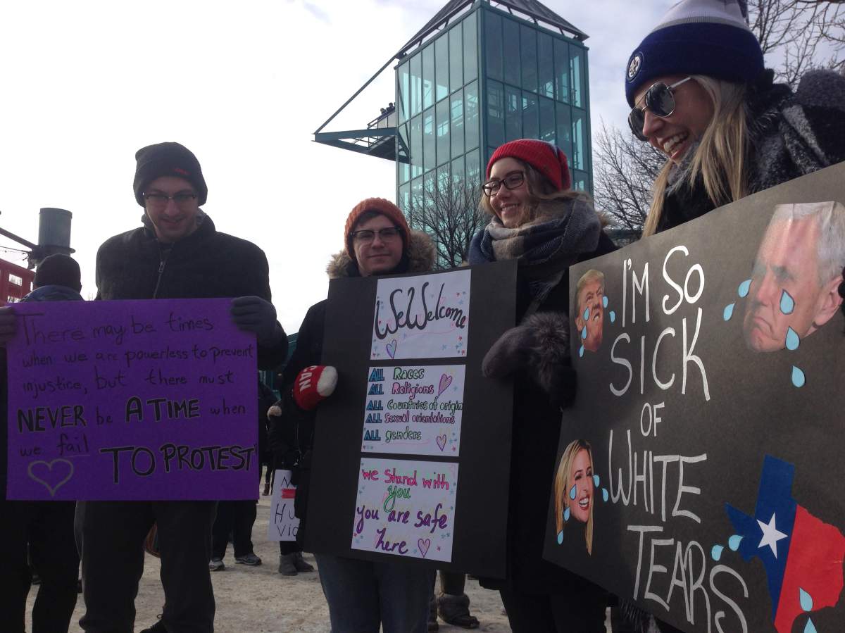 Winnipeggers gather outside of The Forks for Walk for Human Rights.