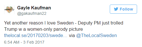 Sweden’s deputy prime minister takes jab at Trump with all-female photo - image