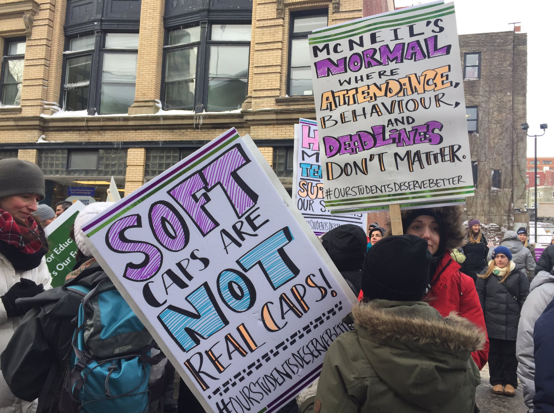 FILE: Teachers rally outside the Nova Scotia legislature on Friday, Feb 17 in protest of the legislated contract Bill 75. On May 17, the Nova Scotia Teachers Union announced it had filed a notice of application for a charter challenge to the legislated teachers contract.