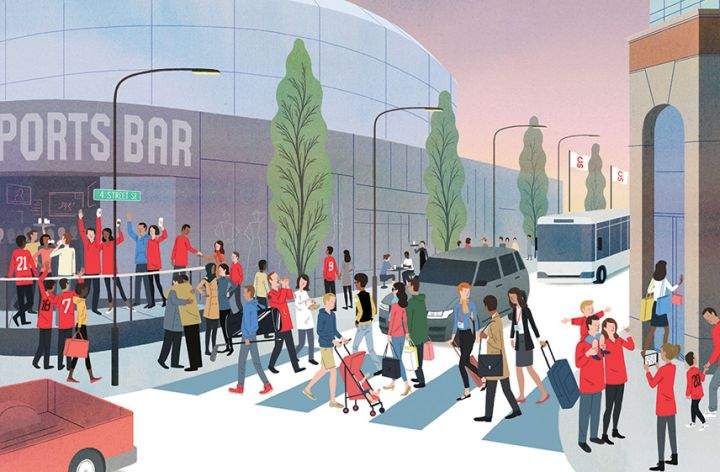 Artist illustration of a rejuvenated 4 Street South of 11 Ave SE.