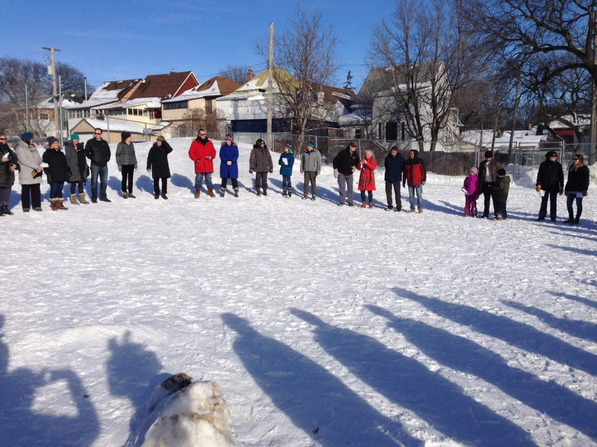 Residents gathered at a school in their neighbouhood to peacefully protest hate crimes.