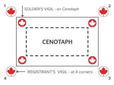 Edmontonians can sign up online to stand watch on April 9 at the cenotaph in front of city hall.