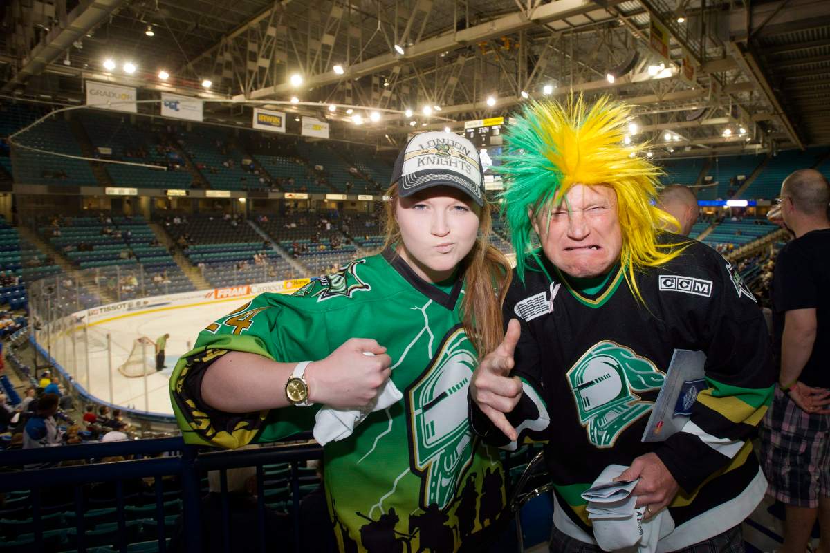 Hockey fans Maddie Turner and Scott Turner pose for a photograph before the 2013 Memorial Cup.