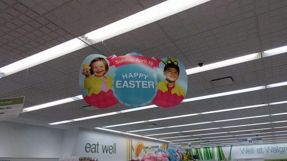 Banners in Walgreens feature Driscoll’s daughter.