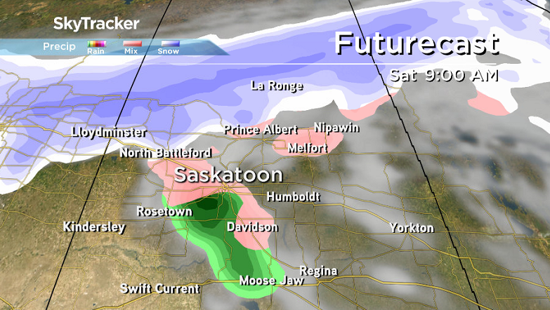 Risk of freezing rain Saturday morning in the Saskatoon area.