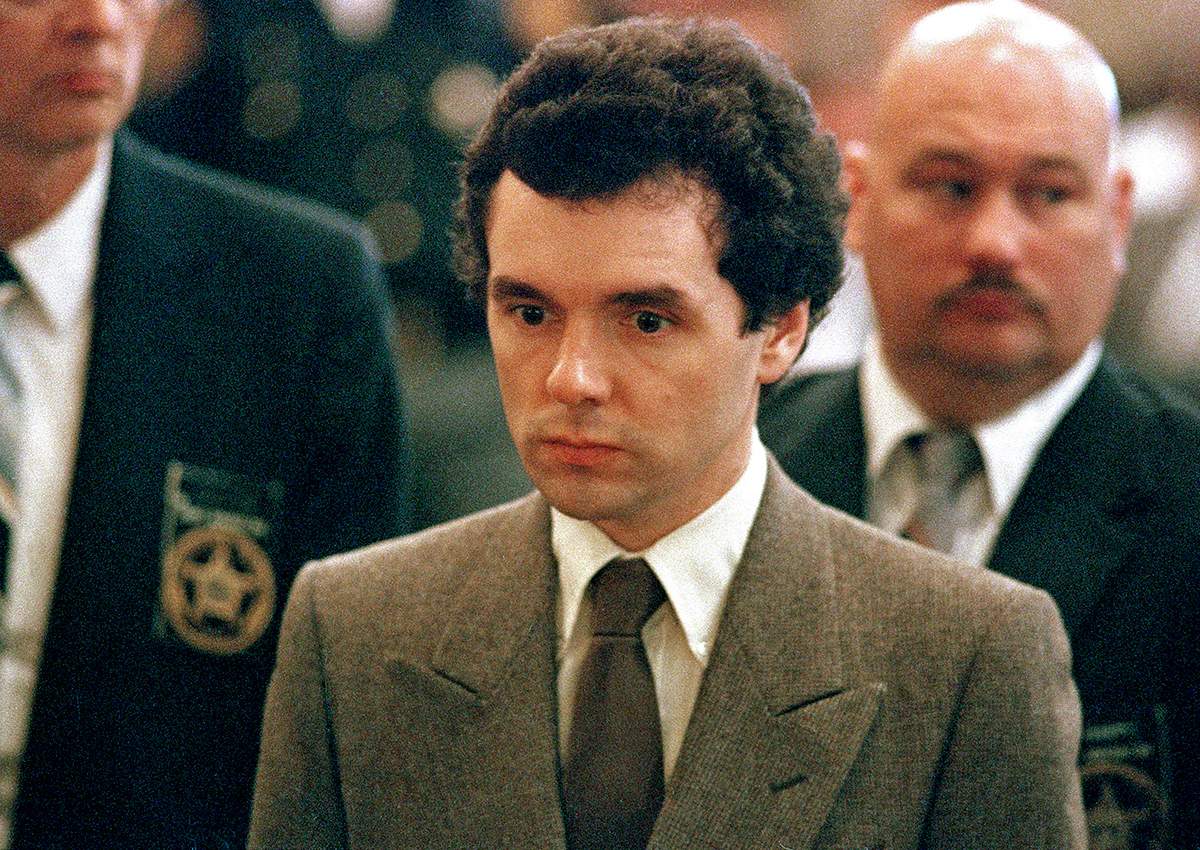 In this September 1987 file photo, serial killer Donald Harvey stands before a judge during sentencing in Cincinnati. 