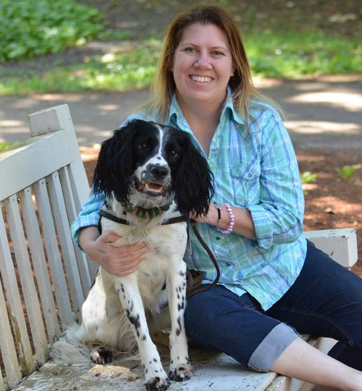 Angus with his owner and dog trainer, Teresa Zurberg.