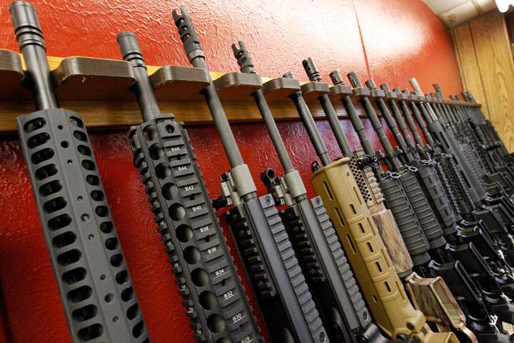 AR-15 rifles on display