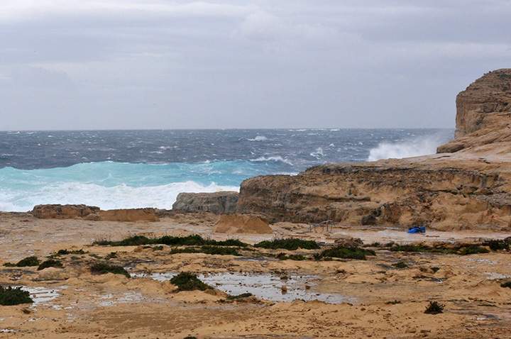 The part of coast where the Azure Window, a natural rock arch which jutted onto the sea off Malta, is seen as it is Wednesday, March 8, 2017, after the arch collapsed in a storm.