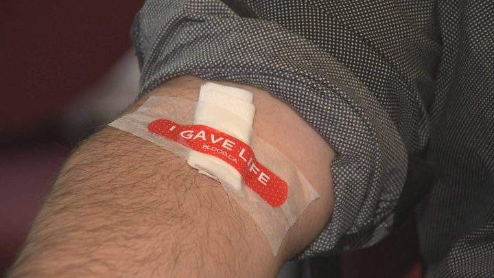 Canadian Blood Services donation bandaid.