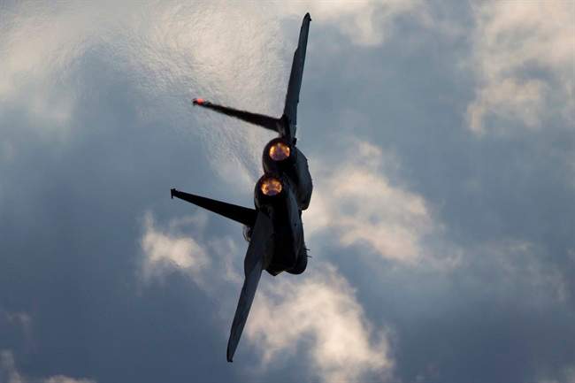 This Thursday, Dec. 29, 2016 photo shows an Israeli Air Force F-15 plane in flight.