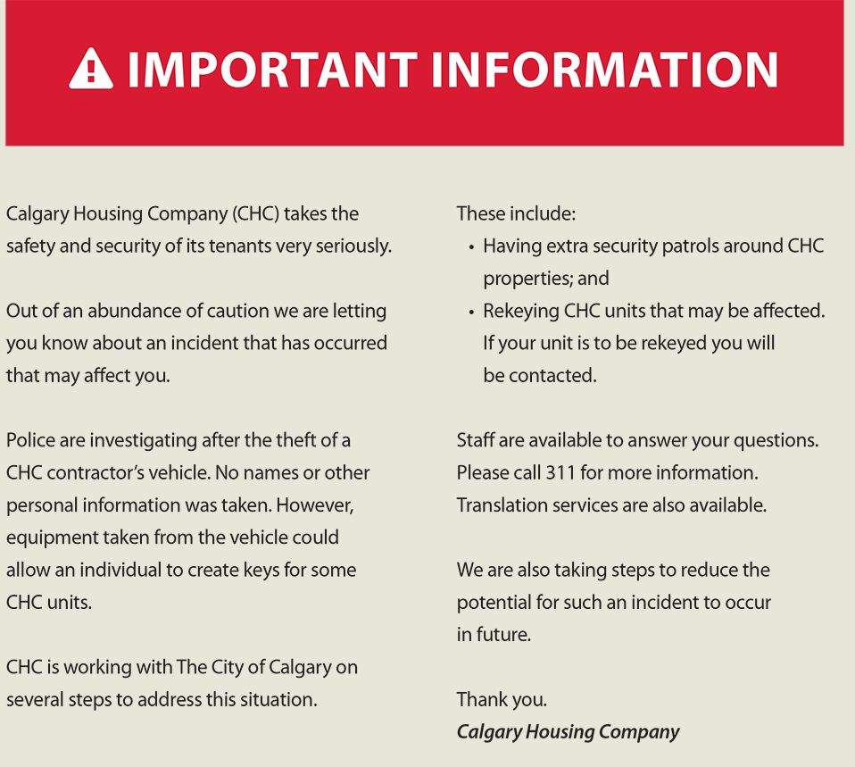 Calgary Housing Company pamphlet