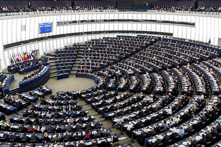 The European Parliament is pictured during the plenary session Wednesday, March 15, 2017 in Strasbourg, eastern France. 