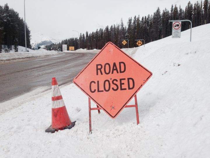 Highway 93 was closed northbound at Niblock Gate due to avalanche danger on March 17, 2017. The snowshoers are believed to have been caught in an avalanche in an area 20-30 minutes drive north of this location.