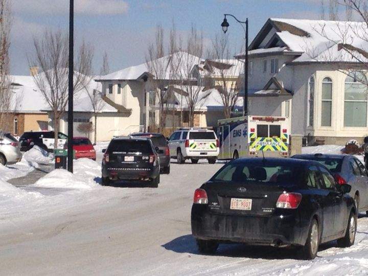 A massive police and ambulance presence is seen in the community of Hodgson on March 9, 2017.