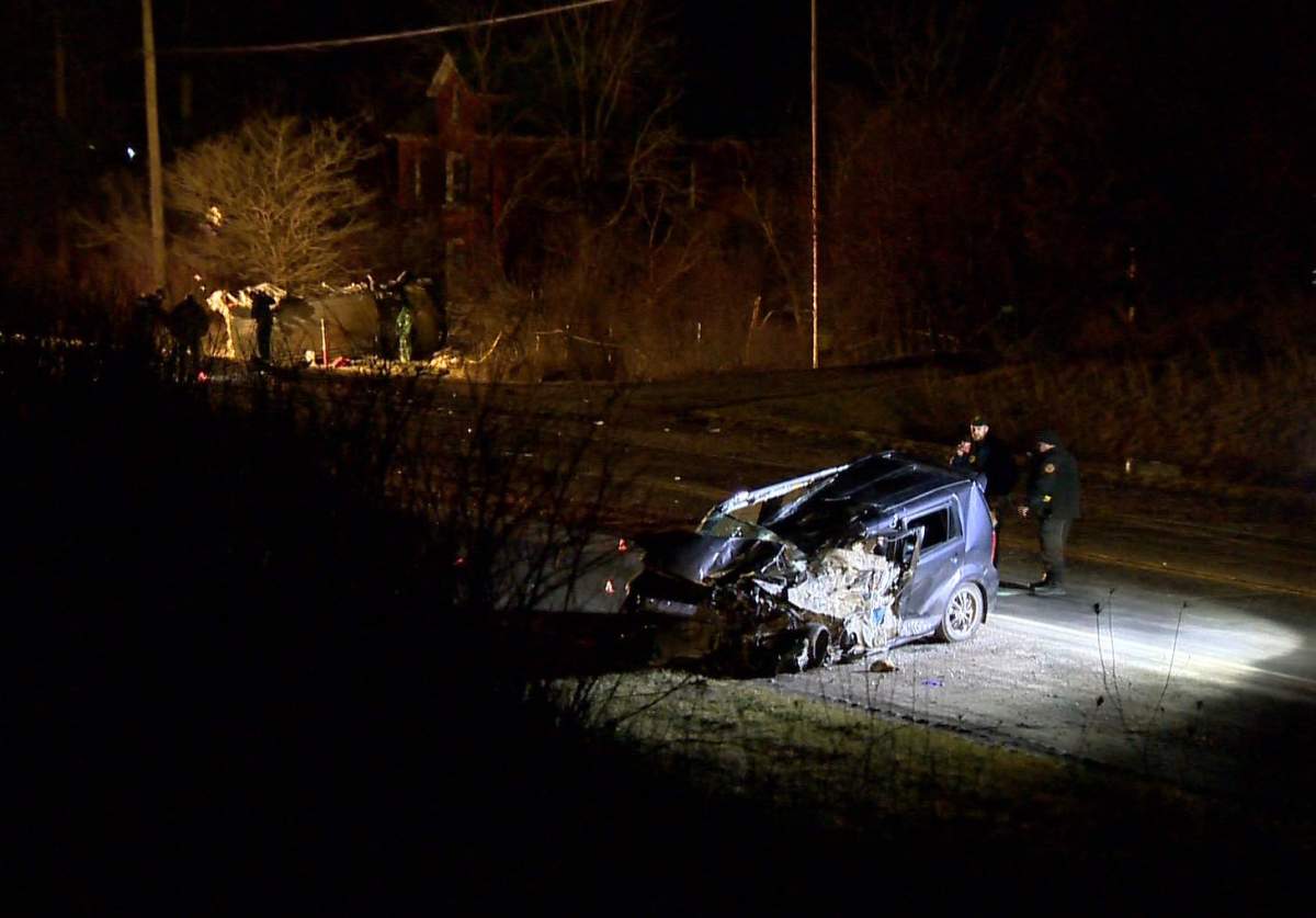 The OPP are investigating after three people died in a two-vehicle crash in Caledonia, Ont., on March 29, 2017.