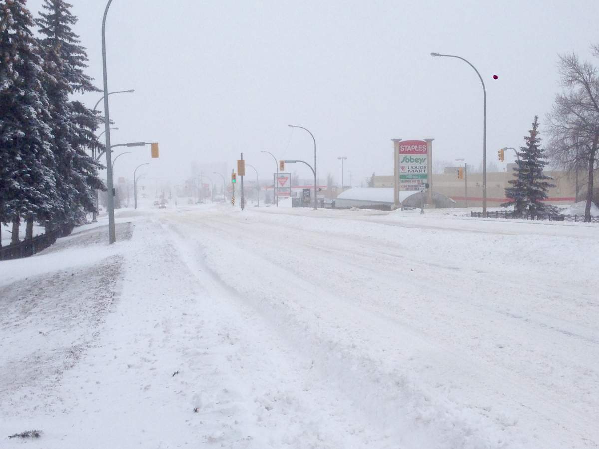 18th Street in Brandon blanketed in snow.