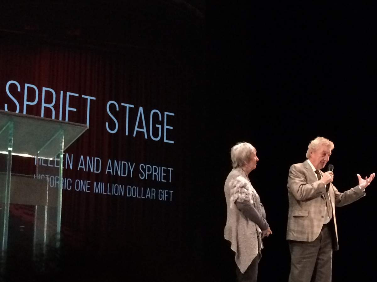Helen and Andy Spriet donated an unprecedented $1-million to the Grand Theatre, announced on March 9, 2017.