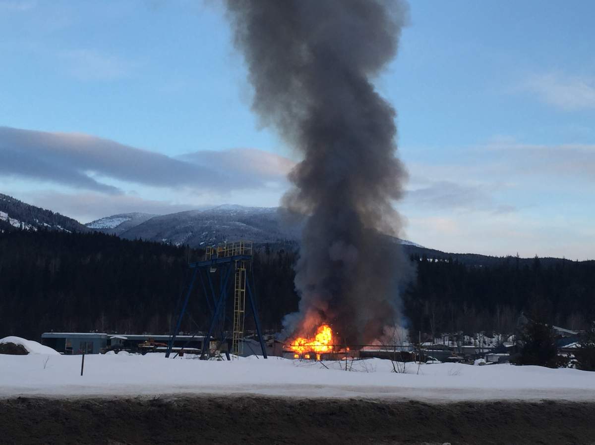 A blaze at Elite Forest Products in Malakwa broke out just before 5 a.m. Thursday.