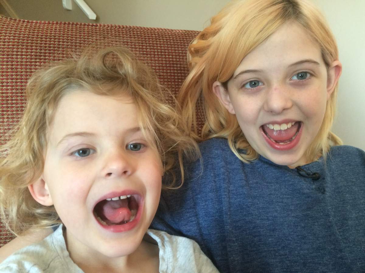 Jane and Rose Oliver of Edmonton show off their pearly whites.