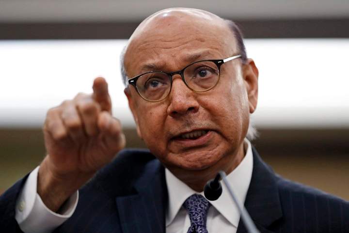 Khizr Khan, a Pakistani-American lawyer and gold star father, speaks on Capitol Hill in Washington, Thursday, Feb. 2, 2017, during a House Democratic forum on President Donald Trump's executive order on immigration. 