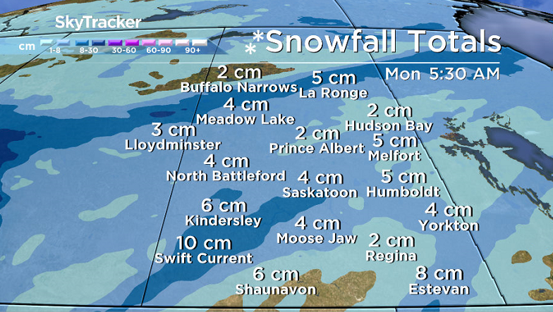 A few centimetres of snow may accumulate on Sunday making for a slippery Monday morning commute.