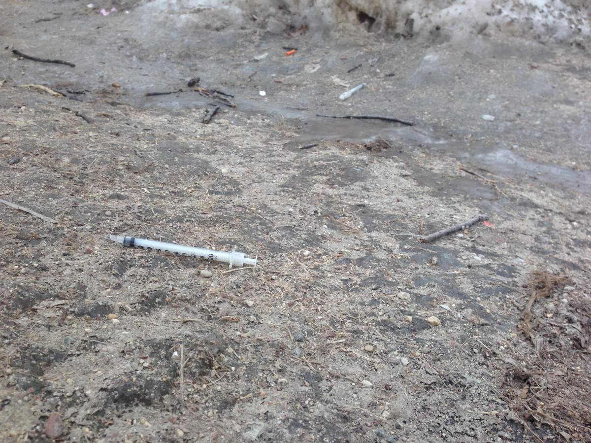 Nepinak found two needles near the road during a walk on Wednesday morning.