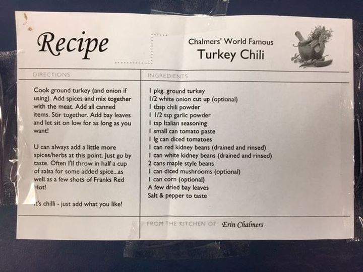 Erin Chalmers\’ World Famous Turkey Chili