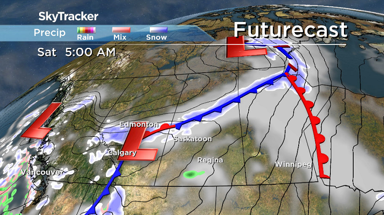A second system developing in Alberta will help keep Saskatoon above freezing for an extra day on Saturday.