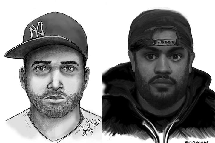 Two composite sketches of sexual assault suspects.
