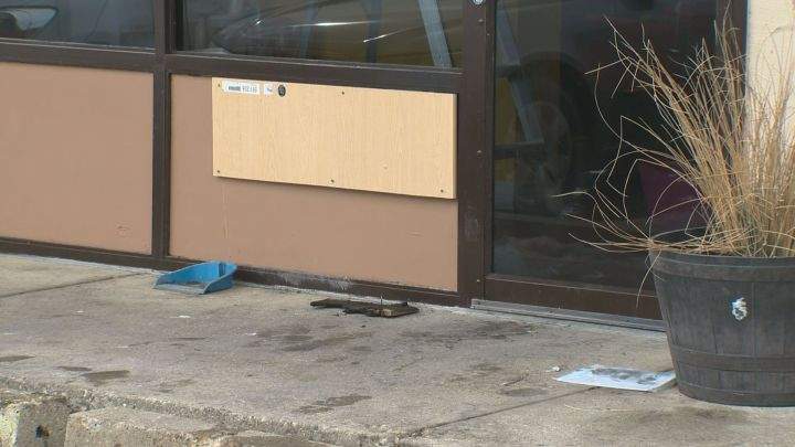 Police say there are indications an accelerant may have been used in the mail slot of at least one of the businesses that caught fire at a west Edmonton strip mall on March 15, 2017.
