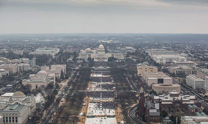 The National Mall on Jan. 20, 2017, at 11:51 a.m. ET.