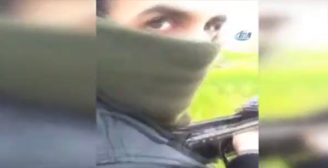 This screen grab appears to show Wassim B practicing firing a weapon in the Syrian countryside.