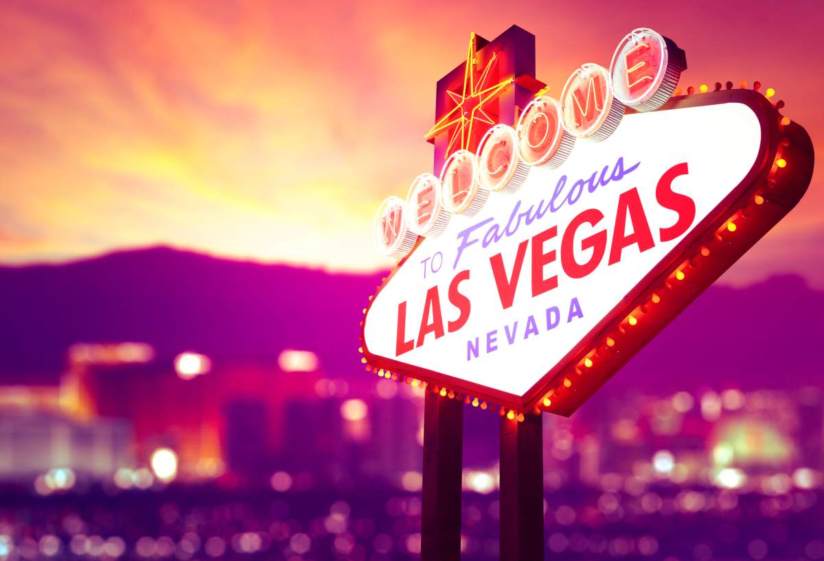 The famous \”Welcome to Fabulous Las Vegas\” sign in Las Vegas, Nevada.