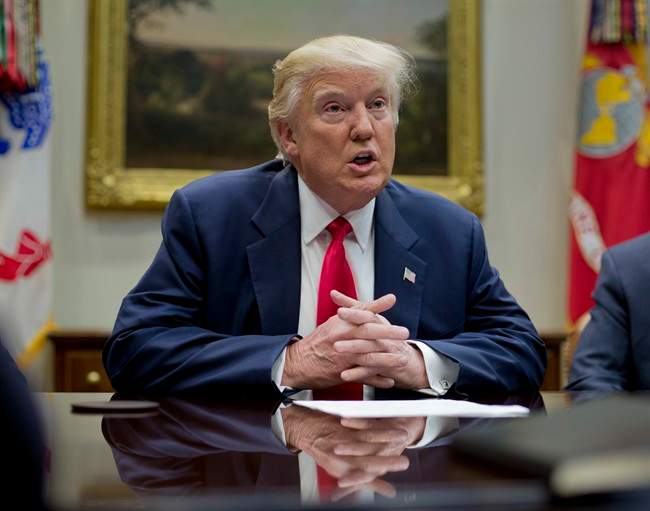 Donald Trump speaks in the Roosevelt Room of the White House in Washington, Feb. 27, 2017.