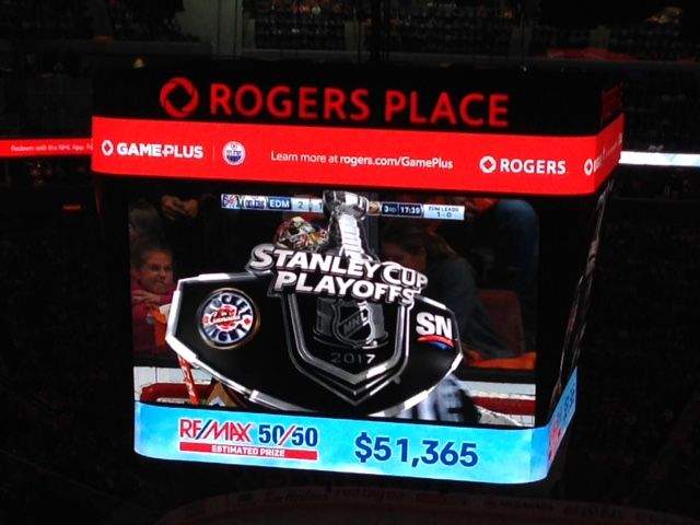 The 50/50 for Game 2 watch party at Rogers Place, April 28, 2017.